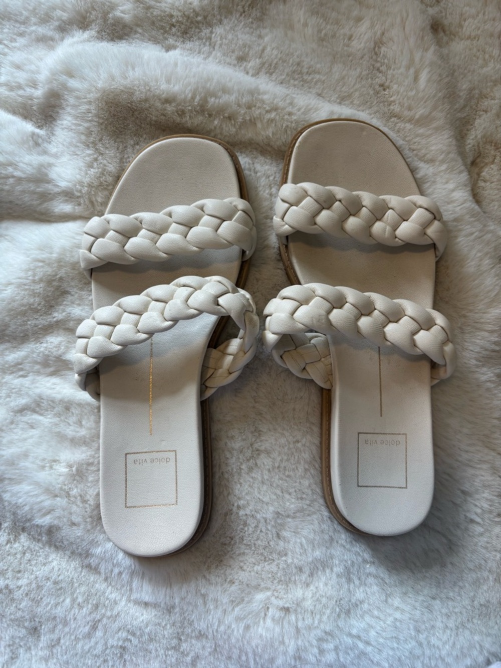 Dolce Vita Cream Braided Double-Strap Slide Sandals